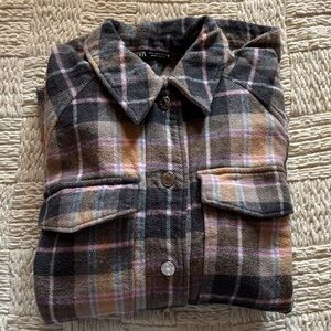 Zara Plaid Button-Up Shacket